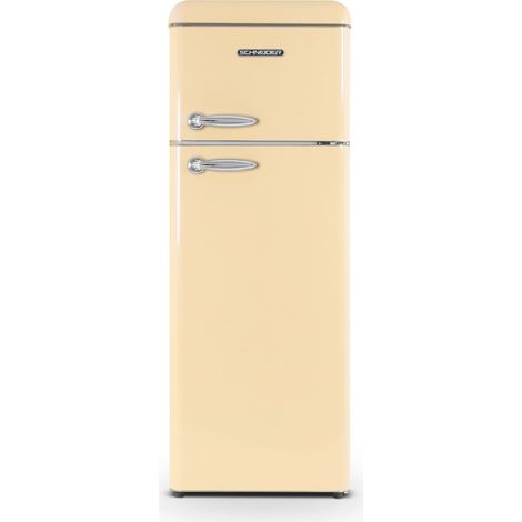 Schneider – Réfrigérateur 2 portes crème vintage 206L 150cm 40dB – Classe énergétique A+ – Charnière droite – Lumière intérieure (1/7)