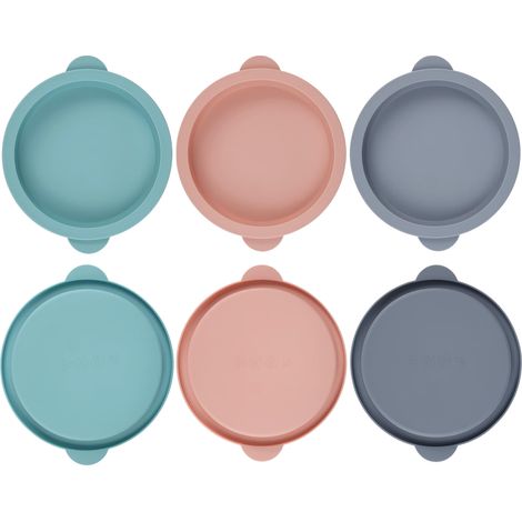 Silikon-Eierform für Heißluftfritteusen, 6er-Set, 10 cm runde Form (grau/blau puderfarben) zur Herstellung von Eierburgern, Muffins und Pfannkuchen. (1/5)