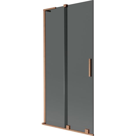 Mexen Velar L mampara de ducha de 2 hojas correderas 95 x 150 cm, grafito, cobre cepillado - 896-095-003-41-65 (1/5)
