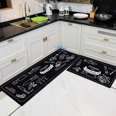 Lot de 2 Tapis de Cuisine - Bleu - 40 x 60 cm et 40 x 120 cm (1/5)