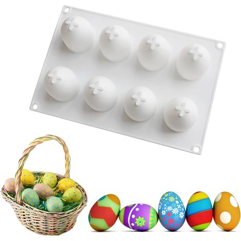 Molde de silicona 3D para huevos de Pascua, velas y chocolates. Antiadherente para postres, gelatinas y decoraciones de fiesta. (1/5)
