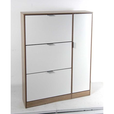 SCARPIERA 3 VANI E ANTA BIANCA E EFFETTO LEGNO ROVERE E BIANCO 99X24X122 CM (1/2)