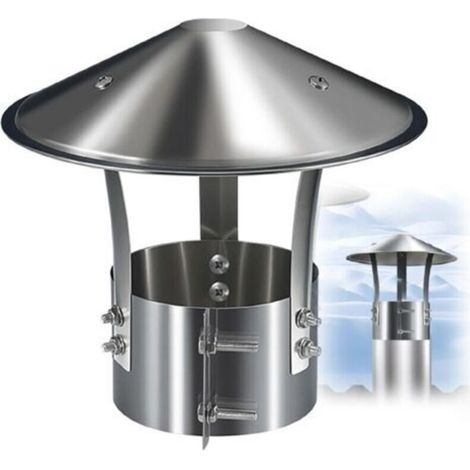 Schornsteinkappe, Schornsteinabdeckung, Rauchrohrkappe aus Edelstahl, Regenkappe für Schornsteinabzug oder Ofenrohr im Außenbereich (90 mm/3,5 Zoll)