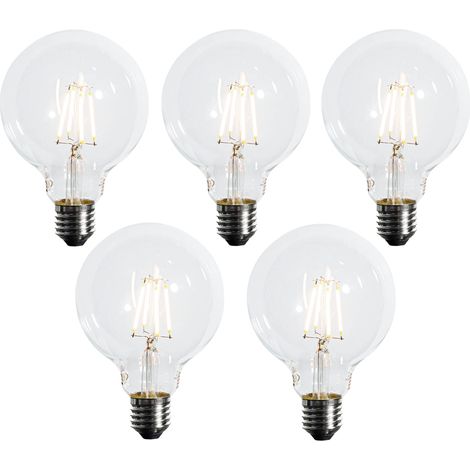 LUEDD Lot de 5 Ampoule LED E27 à intensité variable G95 5W 450 lm 2700K