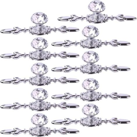 Boutons de commode en cristal, lot de 10 boutons en forme de diamant de 12 cm, bleus (1/5)