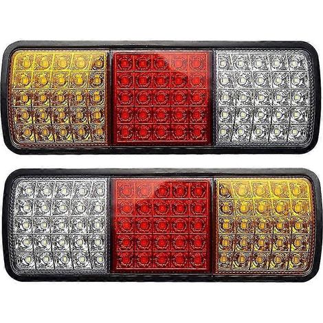 Lot de 2 feux arrière étanches 12 V 75 LED pour camion, camping-car, fourgonnette, bus, remorque, clignotants, feux stop. (1/5)