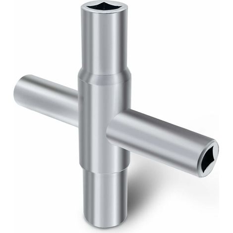 [NUNCA USADO] Llave de purga de acero plateado de 4 vías para manguera y grifo (1/4)