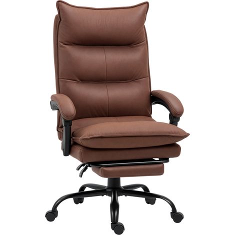 Fauteuil massant et chauffant, chaise bureau réglable en hauteur, dossier inclinable, 66x74x121,5cm marron (1/5)