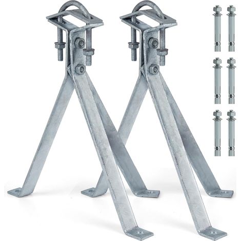Support mural coupe-vent pour mât mural, supports satellite, espaceur mural galvanisé à chaud pour mât jusqu'à 60 mm de diamètre (kit de 2 pièces, 35 cm) (1/5)