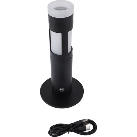 Lampe de table vase à piles rechargeable par USB, sans fil et à intensité variable, lampe de chevet LED tactile pour chambre ou salon, noire (1/5)