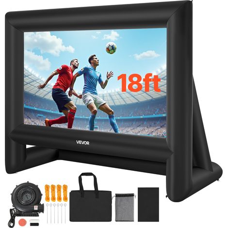VEVOR Ecran de Projection Gonflable Diagonale de 549 cm, Format 16:9, 600D, Lavable, avec Sac de Rangement Portable, Installation Facile, pour Exterieur, Cinema Maison, Soiree a Theme, Piscine