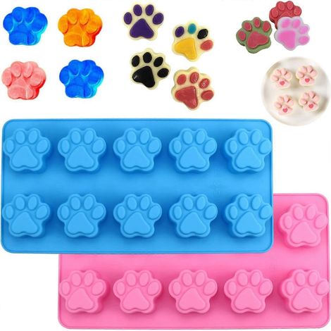 moules en silicone en forme de pattes, 20 moules à chocolat en forme de pattes, moules en silicone en forme de pattes de chiot, moules à gâteaux antiadhésifs en forme de pattes de chat, moules à frian (1/3)