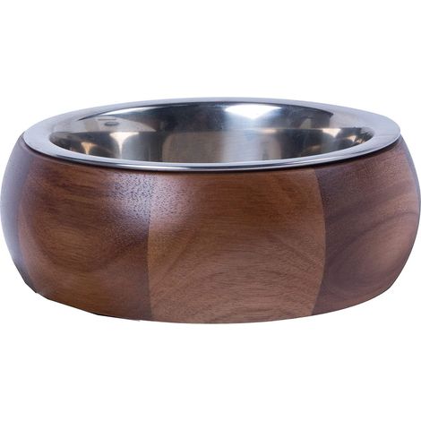 Gamelle préférée pour Chien en Bois et Acier Inoxydable Marron Ø 18,7 cm Hauteur 7,6 cm (1/2)