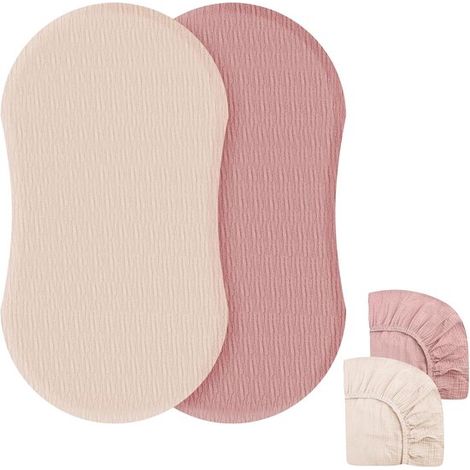 Zweiteiliges Deluxe-Spannbettlaken-Set für Babybetten, geeignet für Babybetten und Wiegen, erhältlich in den Farben Soft Cream Sand und Warm Sand Red. (1/3)