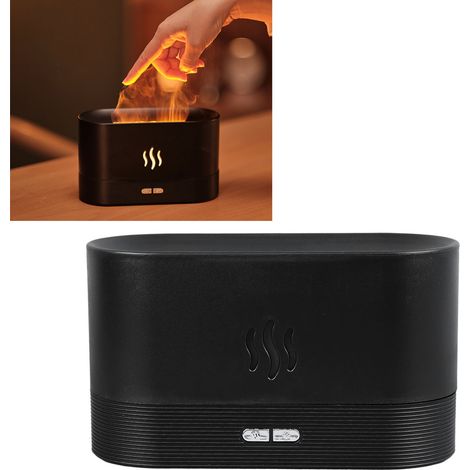 Difusor de aromaterapia con efecto llama – Difusor USB, humidificador silencioso, negro, para oficina y dormitorio (1/5)