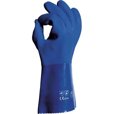 SIR SAFETY SYSTEM MANADO Gants de protection chimique en PVC bleu Taille 10 Lot de 12 paires