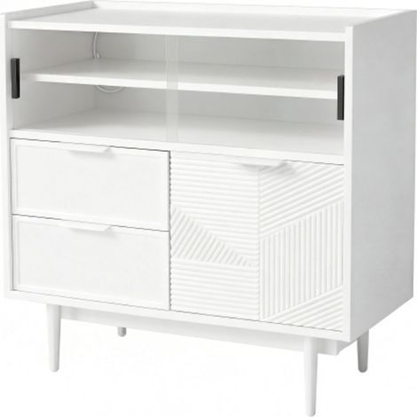 Meuble de rangement, meuble de salle de bain, buffet avec bandeau lumineux, 80 cm de large, porte vitrée
