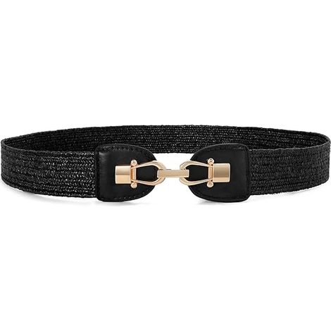 Ceinture élastique tressée en paille tressée pour femme, style bohème, idéale pour les robes fines. (1/5)
