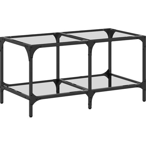 Table basse Table de salon Table de café avec dessus en verre transparent 78,5x40x40cm acier (1/5)