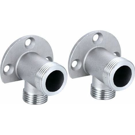 Kit d'installation pour système de douche extérieure qui relie les tuyaux aux robinets exposés. Mitigeur thermostatique. (1/5)