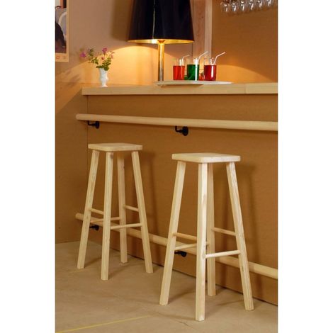 Tabouret de bar en kit 80 cm – Bois massif de pin – Assise ergonomique – Design moderne et épuré – Vendu à l'unité