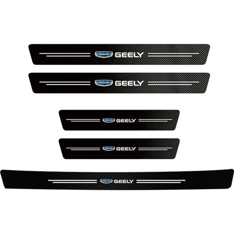 (Pour Geely,lot de 5 protections de seuil de porte x coffre) Autocollants de protection de seuil de porte en fibre de carbone de haute qualité pour Geely Geometry C Coolray GX3 LC Panda Emgrand X7 EC7 (1/3)
