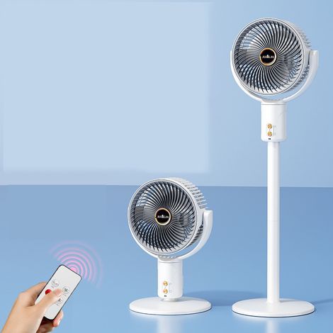 Ventilateur sol rechargeable 5 vitesses USB 2400 mAh blanc (1/5)