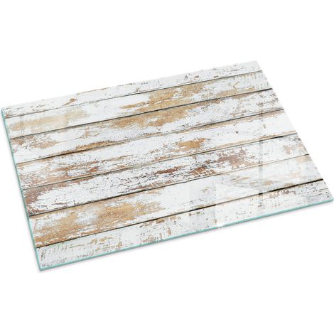 Plaque Rectangulaire en verre trempé de sol décorative imprimée premium sous cheminée Planche de bois abîmée 100x70 cm (1/5)