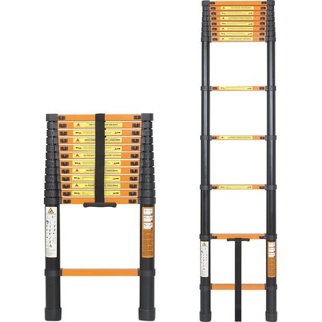 Todeco Teleskopleiter 3.8m, Leiter ausziehbar, Klappleiter EN131 Norm, Max 150 kg (1/5)