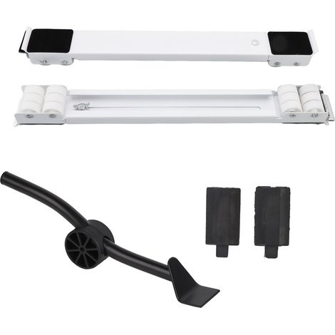 Poulie universelle pour appareils électroménagers, support de roulement rétractable 300 kg, base à galets avec levier de démontage, blanc, pour machine à laver