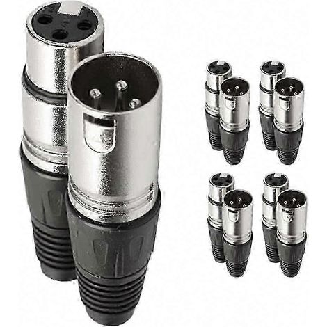 5 Paires Connecteurs XLR Femelle Mâle 3 Broches pour Micro Câble, Fiche Terminale Filaire pour Prise Microphone (1/5)