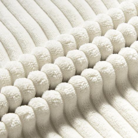 Set di 2 federe decorative per cuscini, in morbido velluto a coste, adatte per soggiorni e camere da letto, con chiusura lampo nascosta - 45 x 45 cm, crema (1/4)