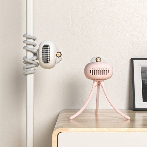Ventilateur sans pales à 4 vitesses, sans fil, mini climatiseur flexible à haut débit, batterie 3600 mAh, ventilateur pieuvre pour poussette, ventilateur à pince pour vélo enfant (1/5)