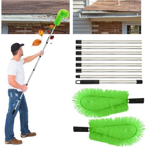 Outil De Nettoyage De GouttièRe, 310Cm Brosse Telescopique Toiture avec 2 TêTes De Brosse, Perche Nettoyage Toiture, Brosse Telescopique De Nettoyage Pour Enlever DéBris Des GouttièRes (1/5)