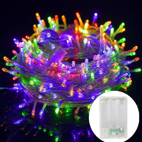 Guirlande lumineuse à piles - 10 m - 80 LED - Guirlande lumineuse de Noël - Batterie - Pour l'intérieur et l'extérieur - Décoration de Noël - Blanc