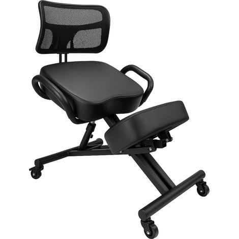Neil - Ergonomischer Orthopädischer Hocker Stuhl mit Rückenlehne max. 110 kg Schwarz