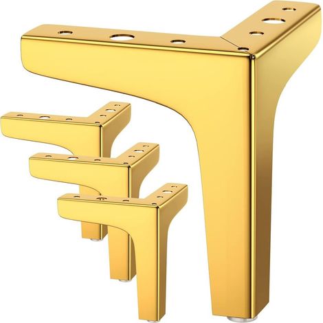 Pieds de meuble triangulaires 17 cm dorés – Lot de 4 avec 16 vis et protections antidérapantes pour canapés et armoires (1/5)
