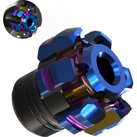 Cache-moteur et protecteur de cadre en alliage d'aluminium haute résistance, robuste, universel pour la plupart des motos, teinte bleu brûlé et noir. (1/5)
