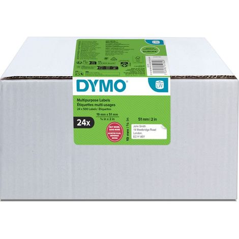 DYMO Etiqueta LW Multipack multifunción 19X51mm - VALUE PACK (24 Rollos de 500 etiquetas)