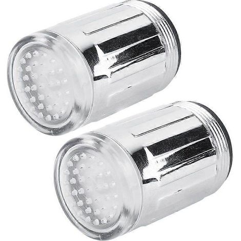 Capteur de température LED 3 couleurs pour robinet d'évier, détecteur thermique à lumière changeante, pièce de rechange pour robinet de cuisine et salle de bain (2 pièces). (1/4)