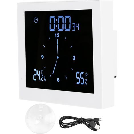 TS-WP10 Duschuhr, innovativer Timer, wasserdichtes Thermometer, Hygrometer, Badezimmerzubehör (Weiß)