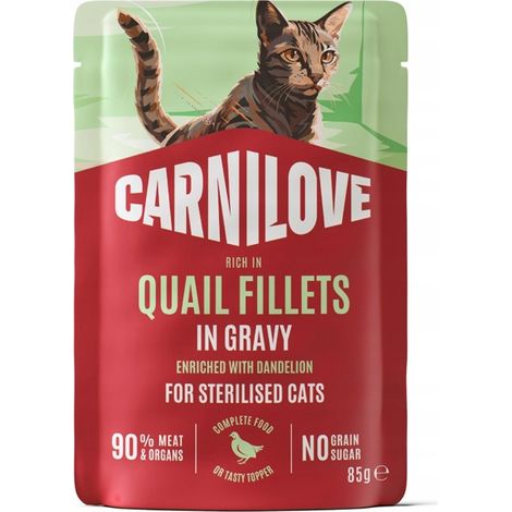 Aliment humide stérilisé pour chats adultes Carnilove, saveur dinde et caille, 85 g (1/5)
