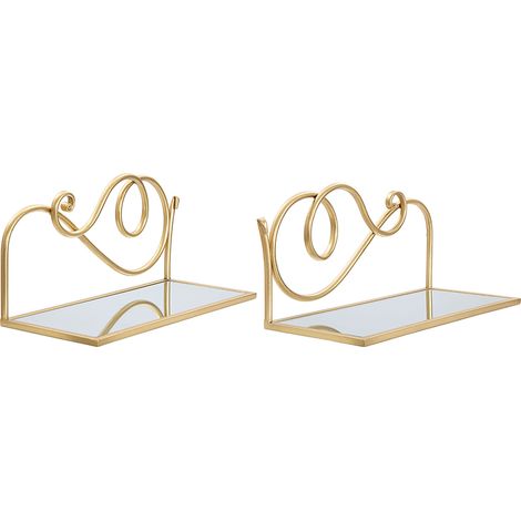 Regal Telavi, 2 Ablagen, Strukturmaterial Glas, Strukturfarbe Transparent, 42x18x21h cm Gold