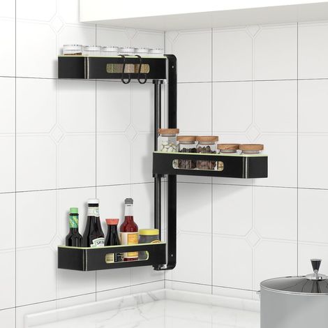 Étagère à Épices Murale Rotative 180°, 3 Niveaux, Vert (1/5)