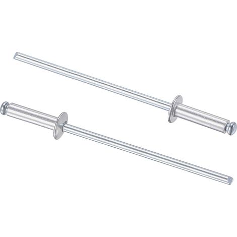 Rivets Aveugles Rivets Traction Aluminium Noyau Décoration Rivets 2.4mm Diamètre 9mm Prise Longueur Argenté 120Pcs (1/4)