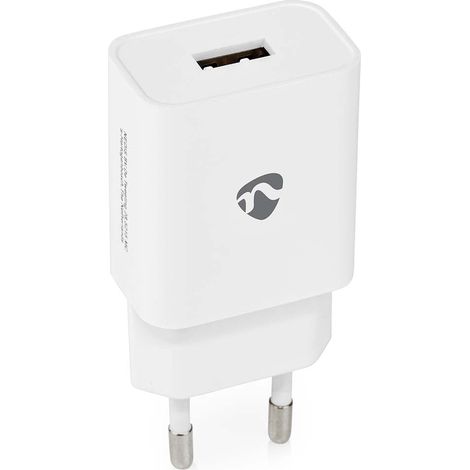Cargador de pared  12 W  Función de carga rápida  1x 2,4 A A  Número de salidas: 1  USB-A  Sin cable  Salida de voltaje único