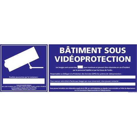 PANNEAU BATIMENT SOUS VIDEO PROTECTION (G1175) - Adhésif - 210 x 75 mm