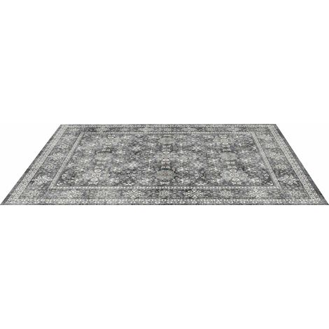 Tapis anti-dérapant lavable 8x10 ft,doux et vintage pour chambre,salon,bureau,tapis d'intérieur pour animaux en gris (1/5)