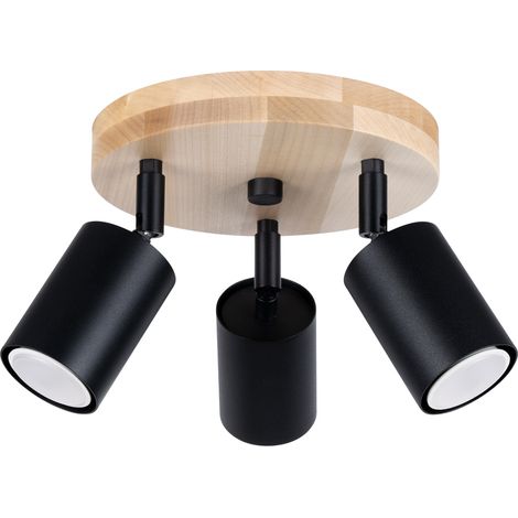Deckenleuchte Tundra 3 GU10 Schwarz Holz Lumilo 12.279.92 (1/5)