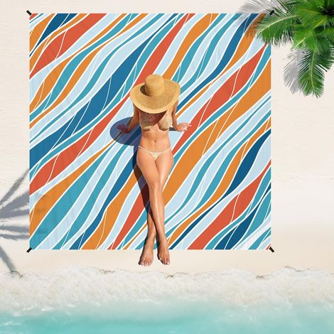 Couverture de plage imperméable, anti-sable, surdimensionnée, légère, 198,1 x 279,8 cm, pour adultes de 1 à 7 ans, grand tapis de pique-nique anti-sable pour voyage, camping, randonnée, pique-nique (1/5)